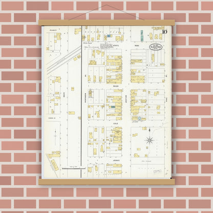 Old map wall art mockup — magnetic wood frame on brick wall — Sanborn Fire Insurance Map from Gladstone, Delta County, Michigan (1907), Sheet #0010