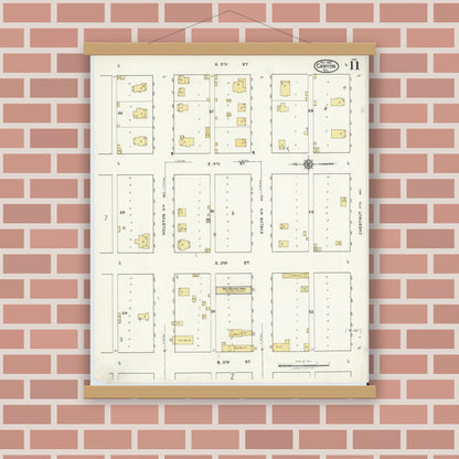 Old map wall art mockup — magnetic wood frame on brick wall — Sanborn Fire Insurance Map from Canyon, Randall County, Texas (1920), Sheet #0011