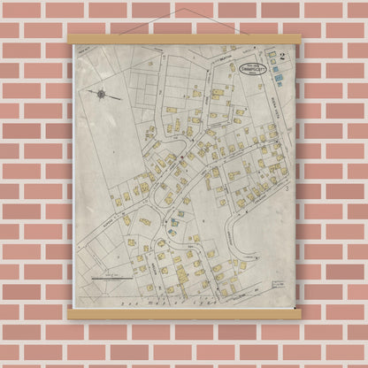 Old map wall art mockup — magnetic wood frame on brick wall — Sanborn Fire Insurance Map from Swampscott, Essex County, Massachusetts (1920) - Complete Map Set