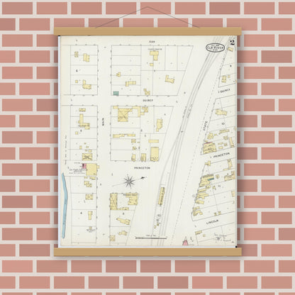 Old map wall art mockup — magnetic wood frame on brick wall — Sanborn Fire Insurance Map from Elk River, Sherburne County, Minnesota (1894), Sheet #0002