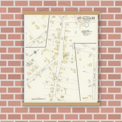 Old map wall art mockup — magnetic wood frame on brick wall — Sanborn Fire Insurance Map from Waterford, Saratoga County, New York (1914), Sheet #0022