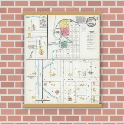 Old map wall art mockup — magnetic wood frame on brick wall — Sanborn Fire Insurance Map from Lanesboro, Fillmore County, Minnesota (1900) - Complete Map Set