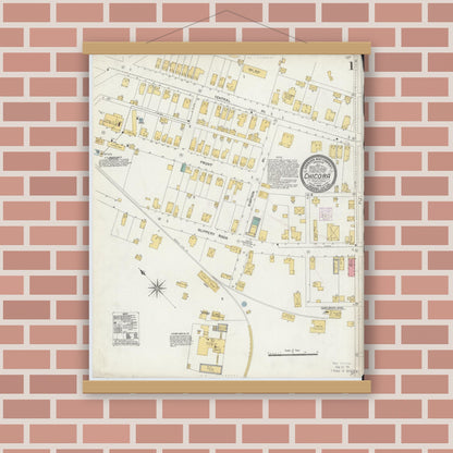 Old map wall art mockup — magnetic wood frame on brick wall — Sanborn Fire Insurance Map from Chicora, Butler County, Pennsylvania (1906) - Complete Map Set