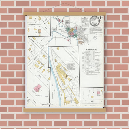 Old map wall art mockup — magnetic wood frame on brick wall — Sanborn Fire Insurance Map from Midland, Midland County, Michigan (1899) - Complete Map Set