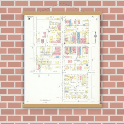 Old map wall art mockup — magnetic wood frame on brick wall — Sanborn Fire Insurance Map from Harrison, Hamilton County, Ohio (1938), Sheet #0002