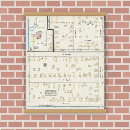 Old map wall art mockup — magnetic wood frame on brick wall — Sanborn Fire Insurance Map from Ilion, Herkimer County, New York (1884) - Complete Map Set