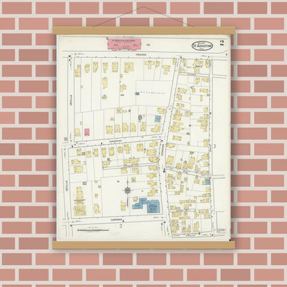 Old map wall art mockup — magnetic wood frame on brick wall — Sanborn Fire Insurance Map from Saint Augustine, Saint John's County, Florida (1917), Sheet #0002