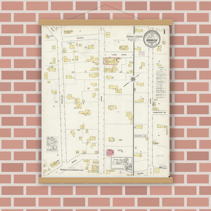 Old map wall art mockup — magnetic wood frame on brick wall — Sanborn Fire Insurance Map from Harwich, Barnstable County, Massachusetts (1915) - Complete Map Set