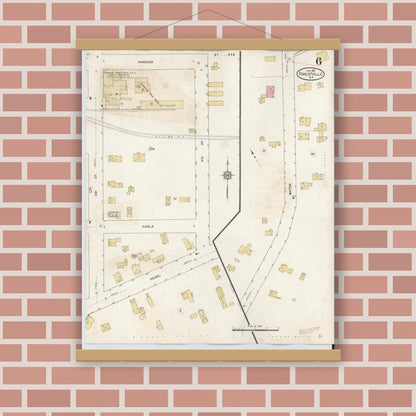 Old map wall art mockup — magnetic wood frame on brick wall — Sanborn Fire Insurance Map from Forestville, Chautauqua County, New York (1941), Sheet #0006