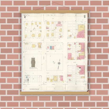 Old map wall art mockup — magnetic wood frame on brick wall — Sanborn Fire Insurance Map from Cotulla, La Salle County, Texas (1948), Sheet #0002