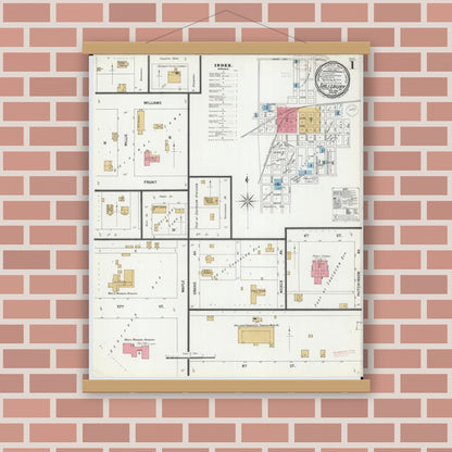 Old map wall art mockup — magnetic wood frame on brick wall — Sanborn Fire Insurance Map from Salisbury, Chariton County, Missouri (1899) - Complete Map Set