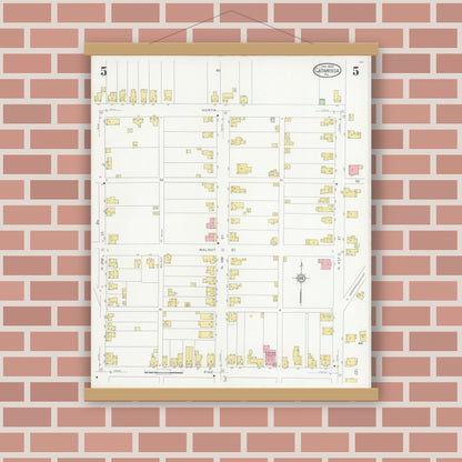 Old map wall art mockup — magnetic wood frame on brick wall — Sanborn Fire Insurance Map from Catawissa, Columbia County, Pennsylvania (1930), Sheet #0005