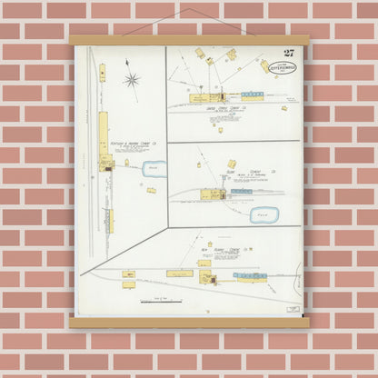 Old map wall art mockup — magnetic wood frame on brick wall — Sanborn Fire Insurance Map from Jeffersonville, Clark County, Indiana (1898), Sheet #0027