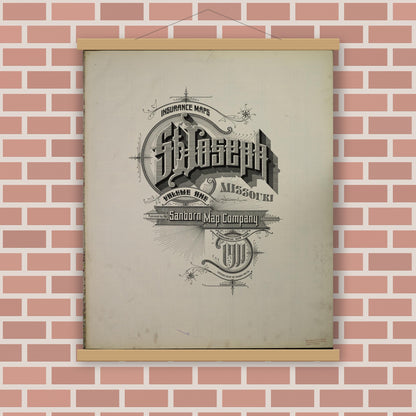 Old map wall art mockup — magnetic wood frame on brick wall — Sanborn Fire Insurance Map from Saint Joseph, Buchanan County, Missouri (1911), Sheet #0001