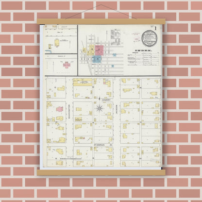 Old map wall art mockup — magnetic wood frame on brick wall — Sanborn Fire Insurance Map from Mcleansboro, Hamilton County, Illinois (1894) - Complete Map Set