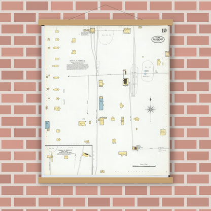 Old map wall art mockup — magnetic wood frame on brick wall — Sanborn Fire Insurance Map from Red Jacket, Houghton County, Michigan (1900), Sheet #0019