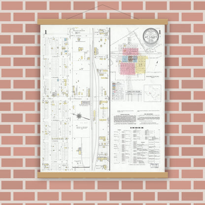 Old map wall art mockup — magnetic wood frame on brick wall — Sanborn Fire Insurance Map from McCamey, Upton County, Texas (1946) - Complete Map Set