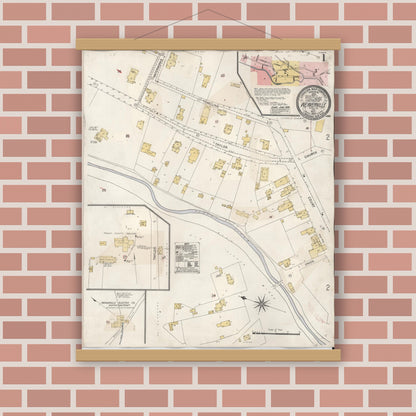 Old map wall art mockup — magnetic wood frame on brick wall — Sanborn Fire Insurance Map from Weaverville, Trinity County, California (1930) - Complete Map Set