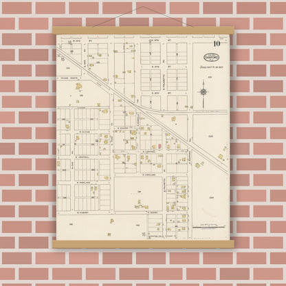 Old map wall art mockup — magnetic wood frame on brick wall — Sanborn Fire Insurance Map from Sanford, Seminole County, Florida (1922), Sheet #0010
