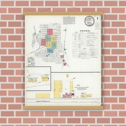 Old map wall art mockup — magnetic wood frame on brick wall — Sanborn Fire Insurance Map from Temple, Bell County, Texas (1900) - Complete Map Set