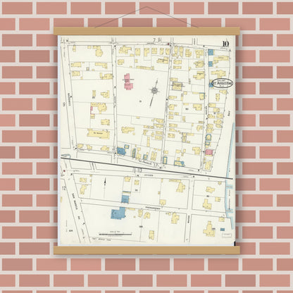 Old map wall art mockup — magnetic wood frame on brick wall — Sanborn Fire Insurance Map from Saint Augustine, Saint John's County, Florida (1917), Sheet #0010