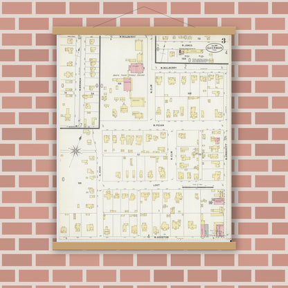 Old map wall art mockup — magnetic wood frame on brick wall — Sanborn Fire Insurance Map from Sherman, Grayson County, Texas (1897), Sheet #0003