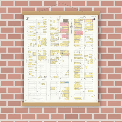 Old map wall art mockup — magnetic wood frame on brick wall — Sanborn Fire Insurance Map from Borger, Hutchinson County, Texas (1933), Sheet #0003