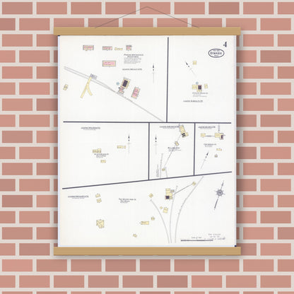 Old map wall art mockup — magnetic wood frame on brick wall — Sanborn Fire Insurance Map from Biwabik, Saint Louis County, Minnesota (1912), Sheet #0004