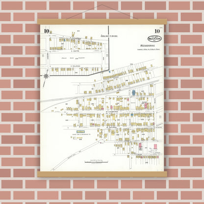 Old map wall art mockup — magnetic wood frame on brick wall — Sanborn Fire Insurance Map from Mauch Chunk, Carbon County, Pennsylvania (1923), Sheet #0010