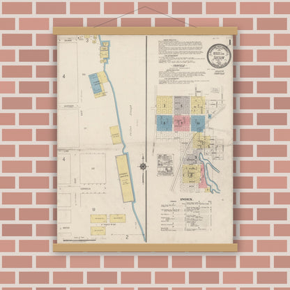 Old map wall art mockup — magnetic wood frame on brick wall — Sanborn Fire Insurance Map from Suisun, Solano County, California (1920) - Complete Map Set