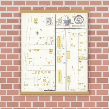 Old map wall art mockup — magnetic wood frame on brick wall — Sanborn Fire Insurance Map from Concord, Contra Costa County, California (1908) - Complete Map Set