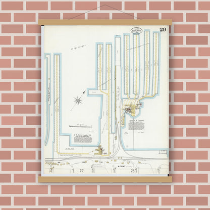 Old map wall art mockup — magnetic wood frame on brick wall — Sanborn Fire Insurance Map from Ashland, Ashland County, Wisconsin (1901), Sheet #0029