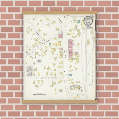 Old map wall art mockup — magnetic wood frame on brick wall — Sanborn Fire Insurance Map from Afton, Chenango County, New York (1897) - Complete Map Set