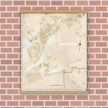 Old map wall art mockup — magnetic wood frame on brick wall — Sanborn Fire Insurance Map from Pahoa, Hawaii County, Hawaii (1956), Sheet #0002