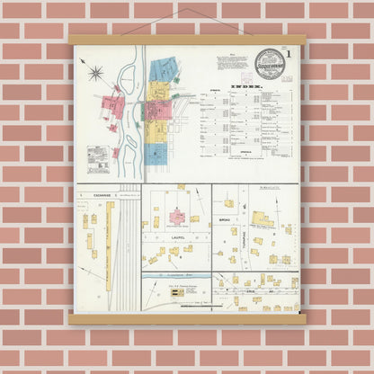 Old map wall art mockup — magnetic wood frame on brick wall — Sanborn Fire Insurance Map from Susquehanna, Susquehanna County, Pennsylvania (1904) - Complete Map Set