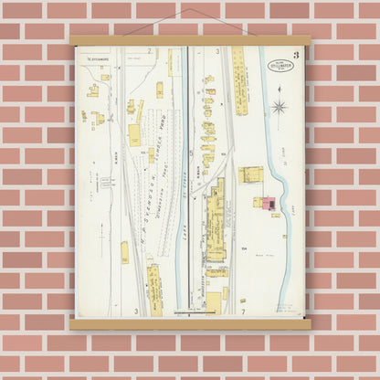 Old map wall art mockup — magnetic wood frame on brick wall — Sanborn Fire Insurance Map from Stillwater, Washington County, Minnesota (1898), Sheet #0003
