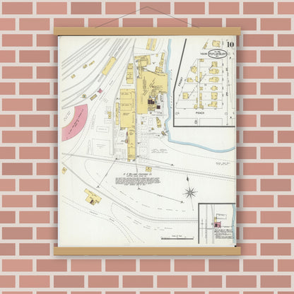 Old map wall art mockup — magnetic wood frame on brick wall — Sanborn Fire Insurance Map from Poplar Bluff, Butler County, Missouri (1901), Sheet #0010