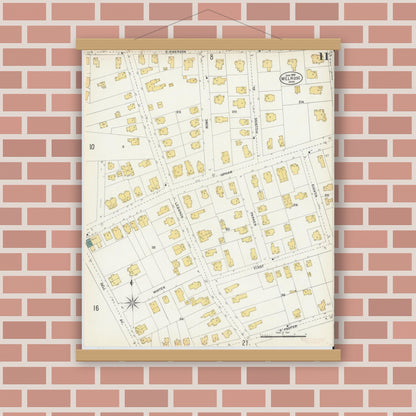 Old map wall art mockup — magnetic wood frame on brick wall — Sanborn Fire Insurance Map from Melrose, Middlesex County, Massachusetts (1903), Sheet #0011