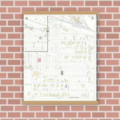 Old map wall art mockup — magnetic wood frame on brick wall — Sanborn Fire Insurance Map from Port Saint Joe, Gulf County, Florida (1940), Sheet #0003