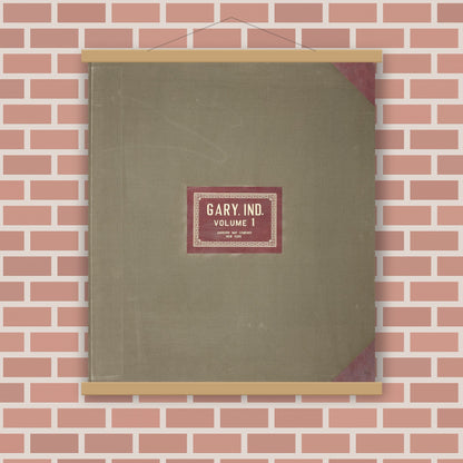 Old map wall art mockup — magnetic wood frame on brick wall — Sanborn Fire Insurance Map from Gary, Lake County, Indiana (1951), Sheet #0001