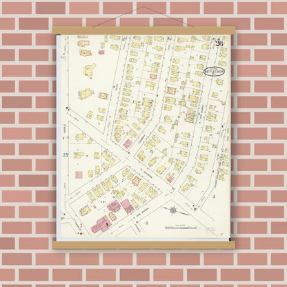 Old map wall art mockup — magnetic wood frame on brick wall — Sanborn Fire Insurance Map from Battle Creek, Calhoun County, Michigan (1913), Sheet #0026