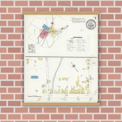 Old map wall art mockup — magnetic wood frame on brick wall — Sanborn Fire Insurance Map from Dushore, Sullivan County, Pennsylvania (1911) - Complete Map Set
