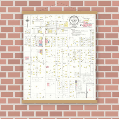 Old map wall art mockup — magnetic wood frame on brick wall — Sanborn Fire Insurance Map from Roland, Story County, Iowa (1934), Sheet #0001