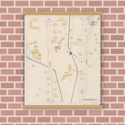 Old map wall art mockup — magnetic wood frame on brick wall — Sanborn Fire Insurance Map from Hilo, Hawaii County, Hawaii (1921), Sheet #0007