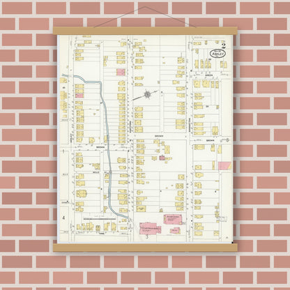 Old map wall art mockup — magnetic wood frame on brick wall — Sanborn Fire Insurance Map from Ashley, Luzerne County, Pennsylvania (1911), Sheet #0002
