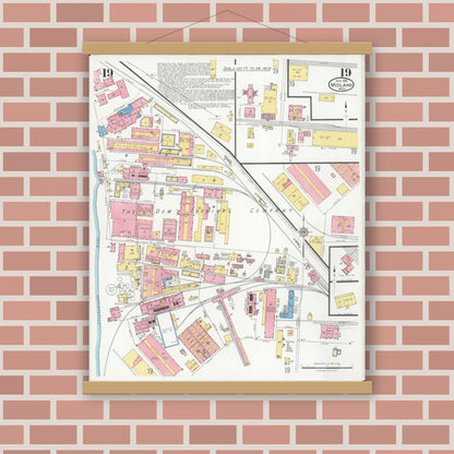 Old map wall art mockup — magnetic wood frame on brick wall — Sanborn Fire Insurance Map from Midland, Midland County, Michigan (1926), Sheet #0019