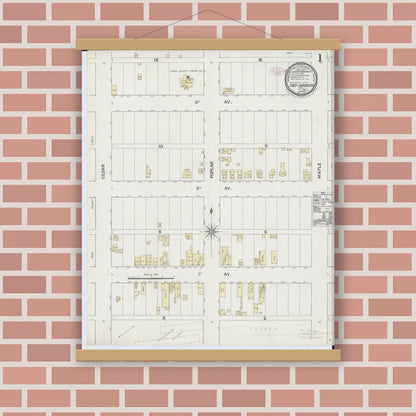 Old map wall art mockup — magnetic wood frame on brick wall — Sanborn Fire Insurance Map from Two Harbors, Lake County, Minnesota (1888) - Complete Map Set