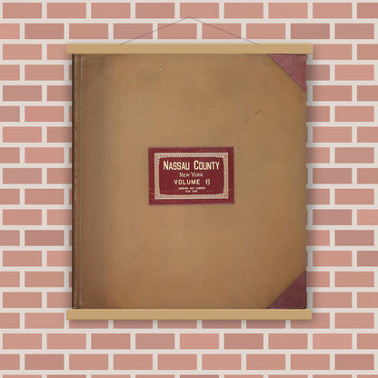 Old map wall art mockup — magnetic wood frame on brick wall — Sanborn Fire Insurance Map from Nassau, Nassau County, New York (1951), Sheet #0001