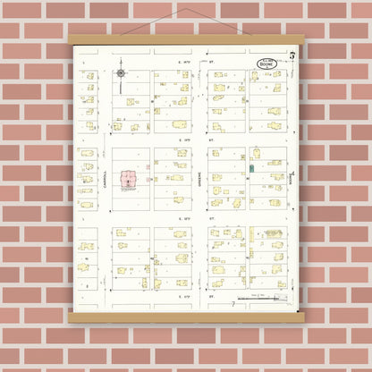 Old map wall art mockup — magnetic wood frame on brick wall — Sanborn Fire Insurance Map from Boone, Boone County, Iowa (1909), Sheet #0005