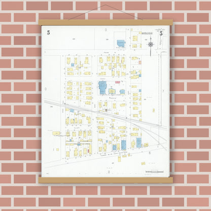 Old map wall art mockup — magnetic wood frame on brick wall — Sanborn Fire Insurance Map from Lakeside, Ottawa County, Ohio (1946), Sheet #0005